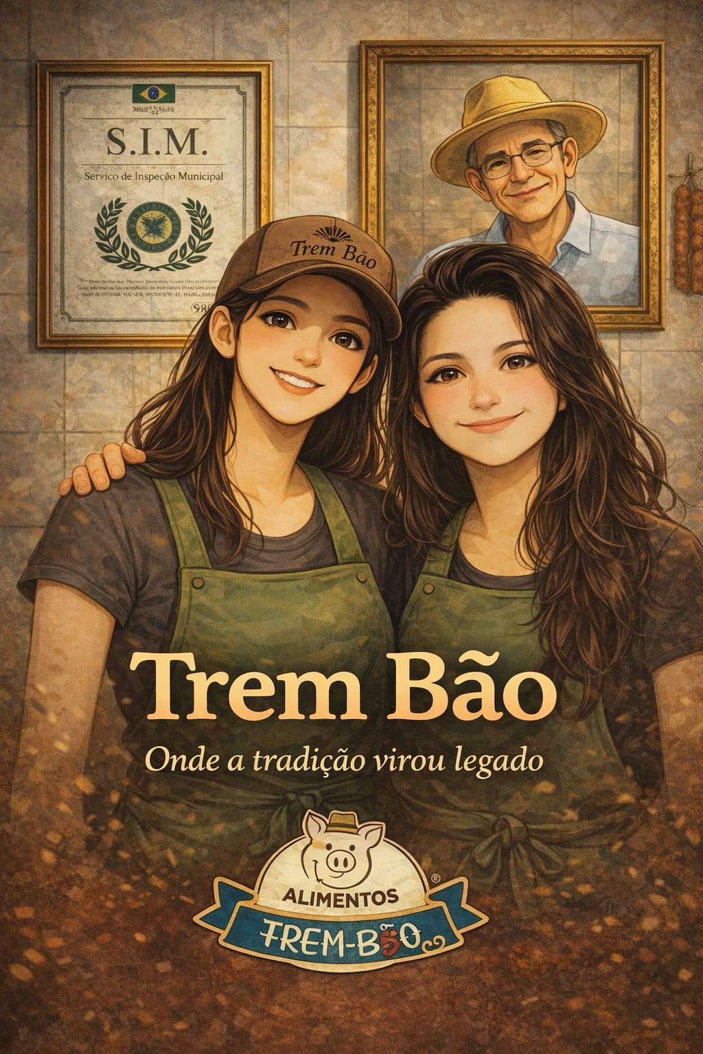 Fernanda e Keyla com o retrato do Osmar e o certificado S.I.M.